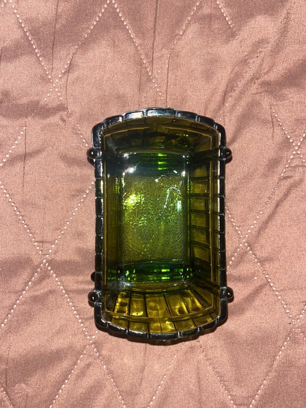 Avocado Green Glass Decorative Trinket Dish - Home Accents Decor